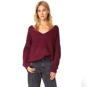 Free People - Lofty V Neck Sweater in Wine - Size M